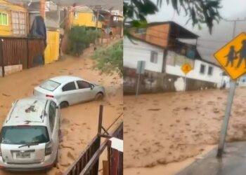 Aluvión arrastró autos por las calles de Tocopilla