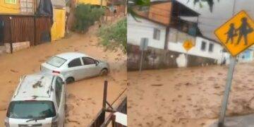 Aluvión arrastró autos por las calles de Tocopilla